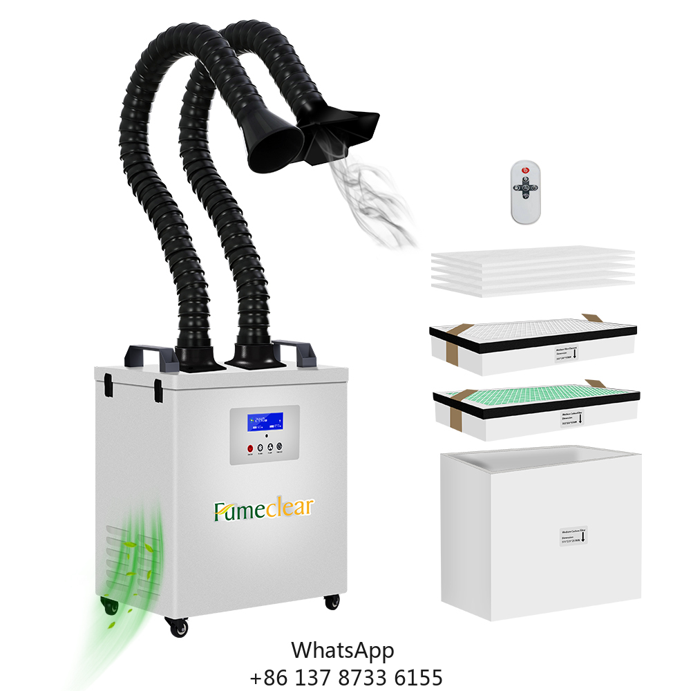 Industrial Laser Fume Extractor - 強力な吸引工業用溶接煙塵抽出器空気清浄機、レーザー彫刻機、3Dプリンター、はんだ付け用ダブルアーム付き