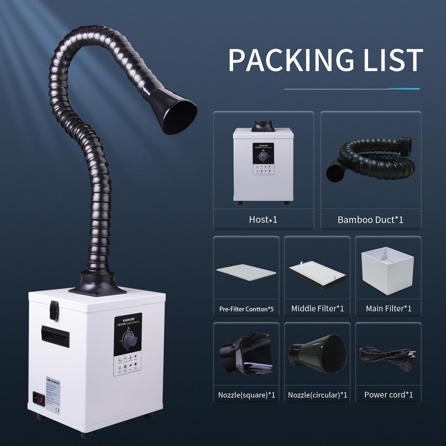 Industrial Laser Fume Extractor - KNOKOO FES150 工業用レーザーフューム抽出器 DTF 煙浄化器 99.9%浄化