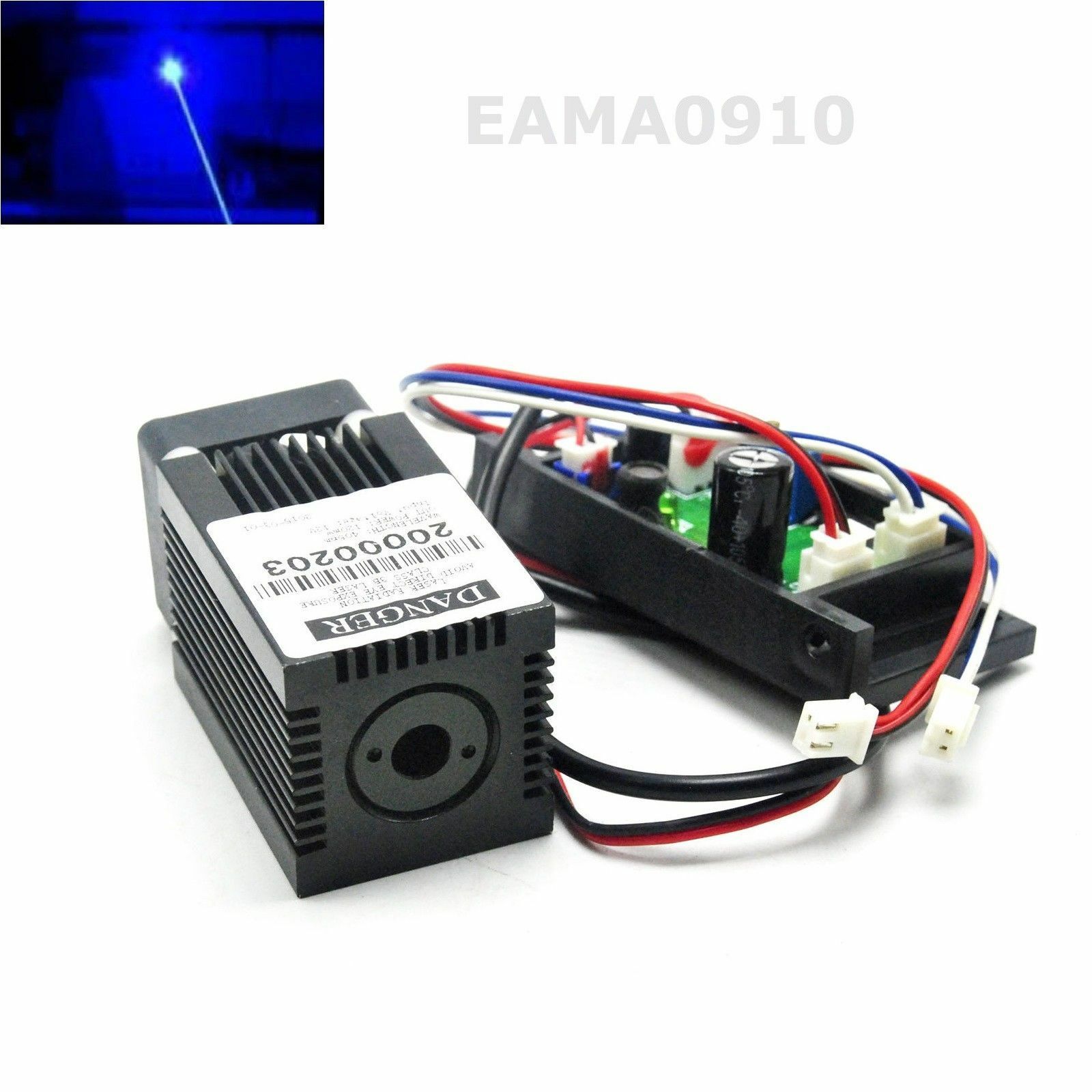 Diode Laser Module - 445nm 450nm 300mW 12V ブルードットレーザーダイオードモジュール、TTL+ ドライバ出力