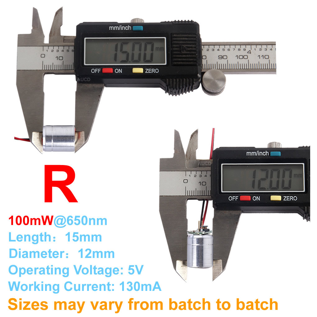 Φ12x15mm DC 5V 赤-100mW 緑-50mW  - Diode Laser Module のレビューと価格