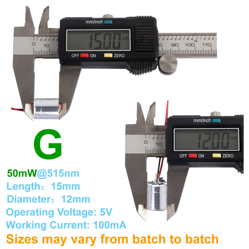 Φ12x15mm DC 5V 赤-100mW 緑-50mW  - Diode Laser Module のレビューと価格