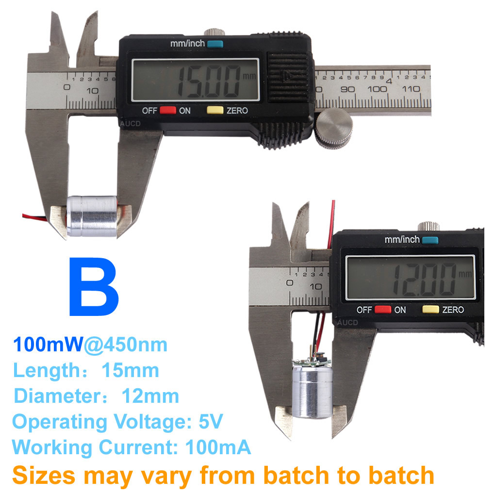 Φ12x15mm DC 5V 赤-100mW 緑-50mW  - Diode Laser Module のレビューと価格